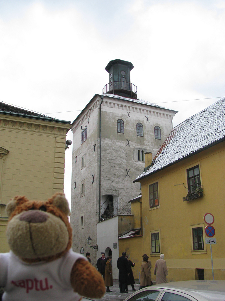 Bearaptu at Lotrščak Tower  People in Zagreb know when it’s noon because a huge cannon fires, making everything smell of gunpowder.