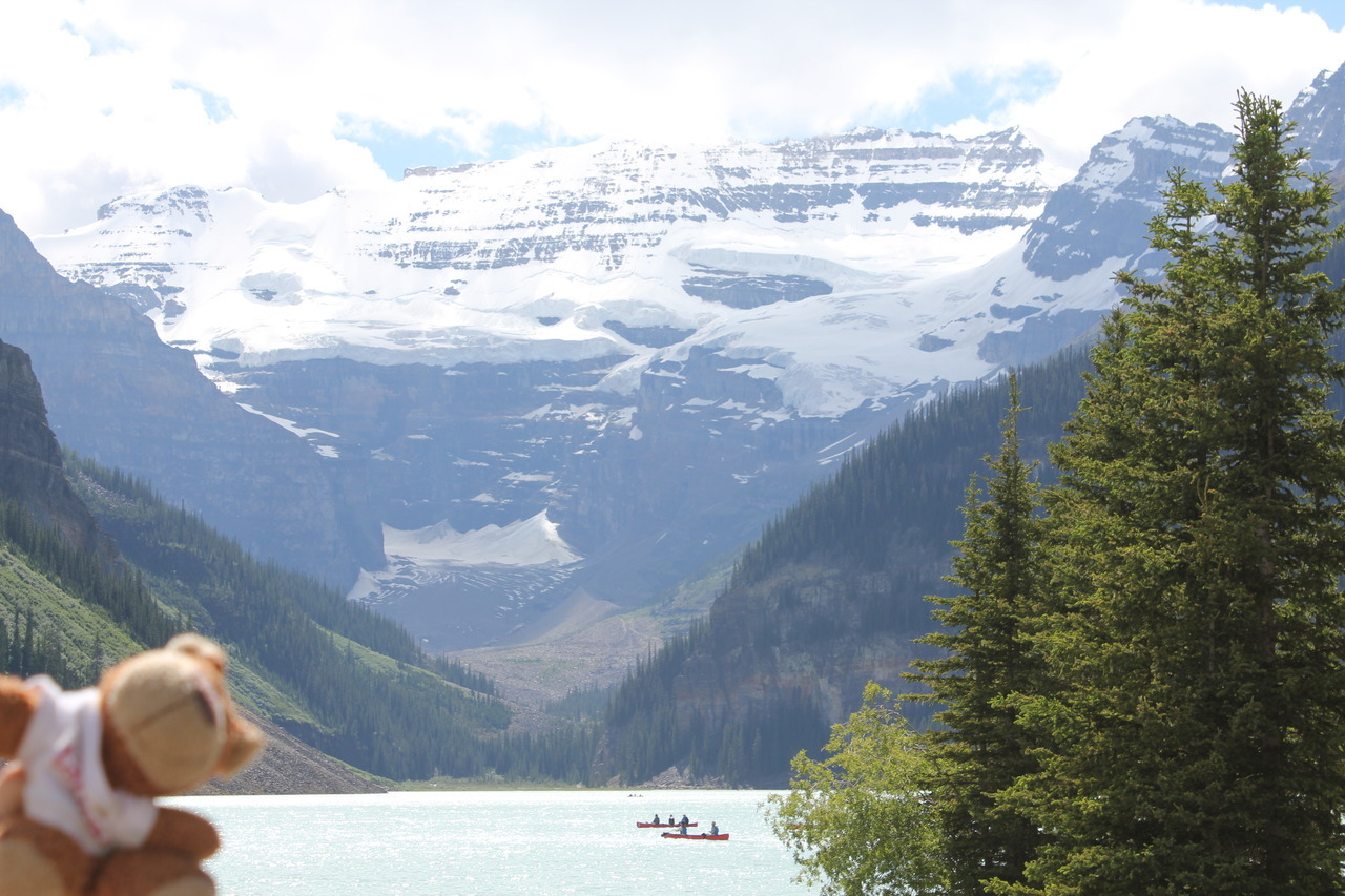 Bearaptu at Lake Louise in Banff National Park, shortly before going for a swim in the 4°C water